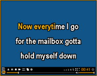 A typical karaoke track as it would appear in Karaoke Builder Player, or on a karaoke CD+G machine.
